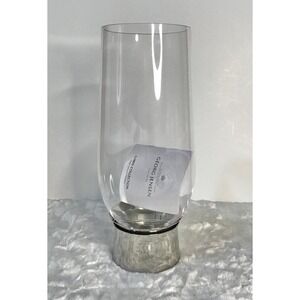 Georg Jensen Lumis Hurricane Candle Holder Medium Stainless Steel Glass Luxury